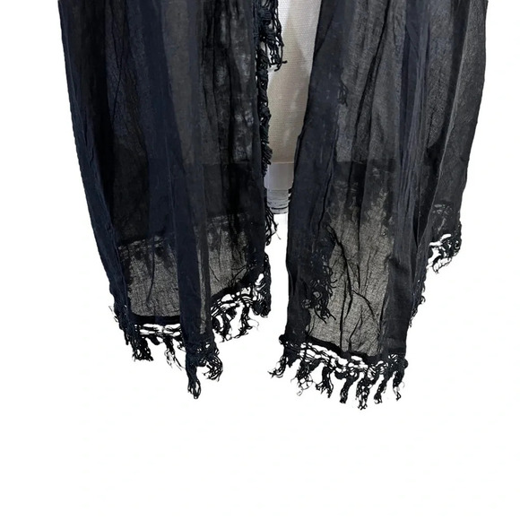 ASOS Black Lightweight Cardigan Size 6 Fringe Trim Short Sleeves Semi Sheer Top - Picture 5 of 7